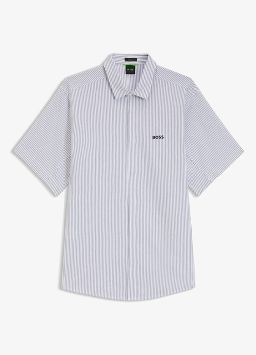 BOSS Regular fit overhemd met streepprint - voorkant dark grey-026