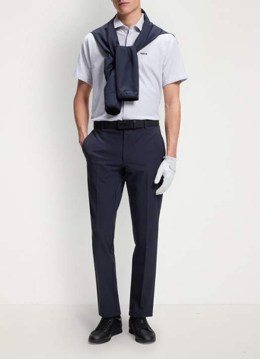 BOSS Regular fit overhemd met streepprint - voorkant 2 dark grey-026