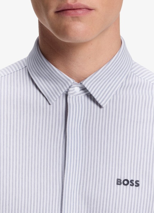 BOSS Regular fit overhemd met streepprint - detail 5 dark grey-026