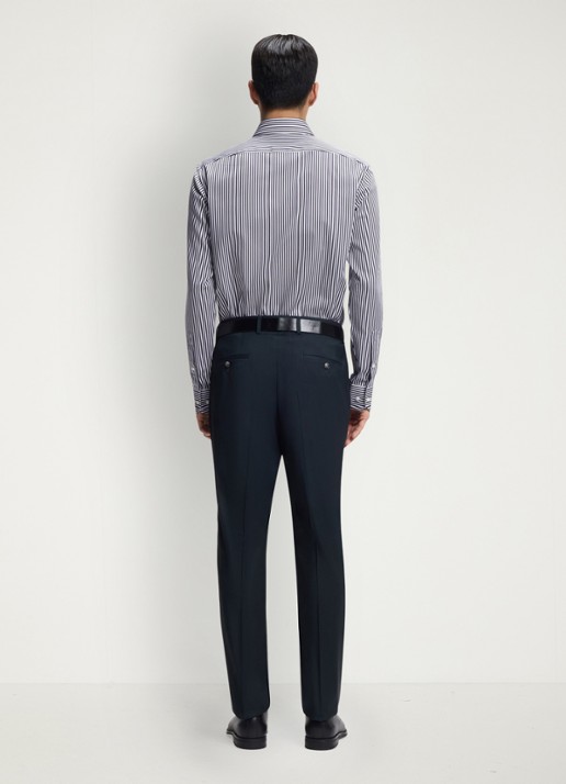BOSS Regular fit overhemd met streepprint - achterkant 6 donkerblauw