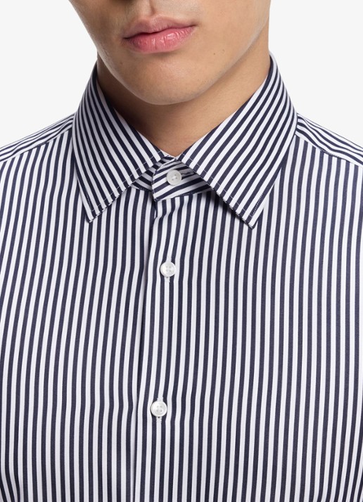 BOSS Regular fit overhemd met streepprint - detail 4 donkerblauw