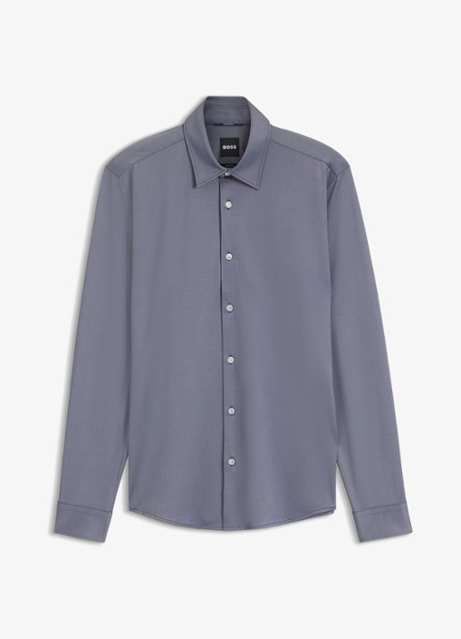BOSS Regular fit overhemd met stretch - voorkant donkerblauw