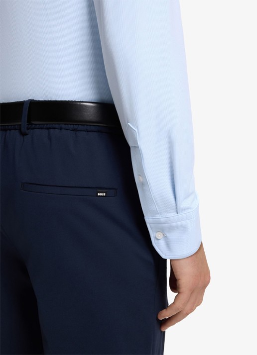 BOSS Regular fit overhemd met structuur - detail 5 lichtblauw