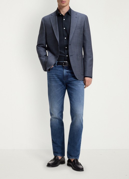 BOSS Regular fit overhemd van katoen - voorkant 6 donkerblauw
