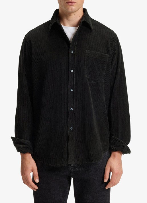 BOSS Regular-fit overhemd van katoenen corduroy - detail 4 zwart