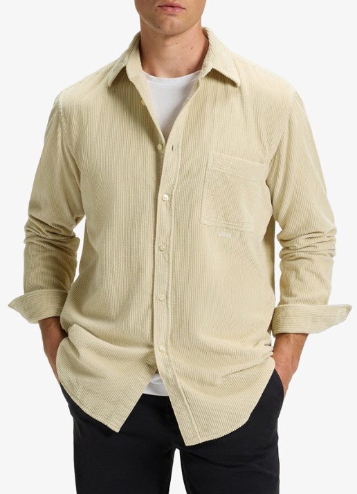 BOSS Regular-fit overhemd van katoenen corduroy - detail 2 beige