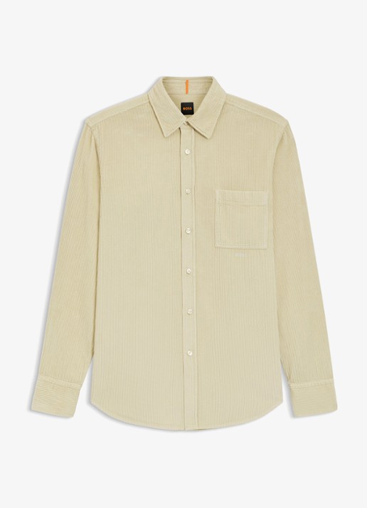 BOSS Regular-fit overhemd van katoenen corduroy - voorkant 5 beige