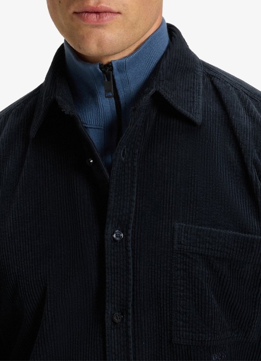 BOSS Regular-fit overhemd van katoenen corduroy - detail 5 donkerblauw
