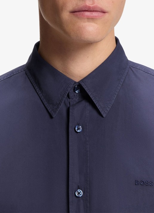 BOSS Regular-fit overhemd van katoenen popeline - detail 5 navy-418 / blauw