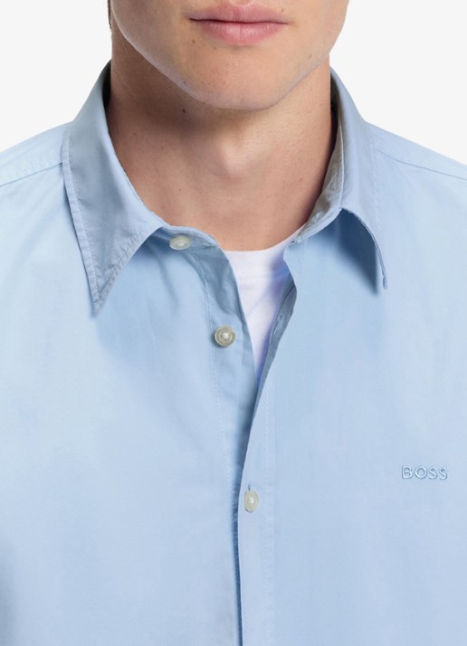 BOSS Regular-fit overhemd van katoenen popeline - detail 8 open blue-460 / blauw