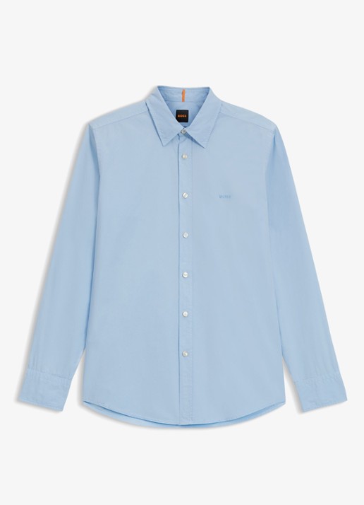 BOSS Regular-fit overhemd van katoenen popeline - voorkant 3 open blue-460 / blauw