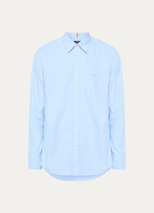 BOSS Regular-fit overhemd van katoenen popeline - voorkant 2 open blue-472 / lichtblauw
