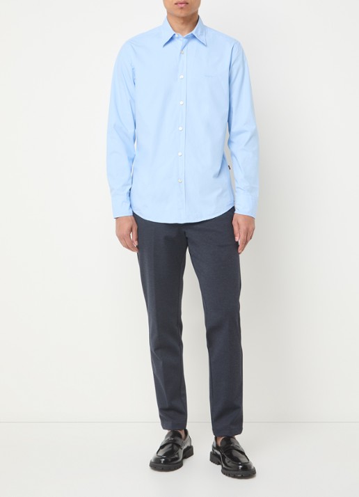 BOSS Regular-fit overhemd van katoenen popeline - voorkant 3 open blue-472 / lichtblauw