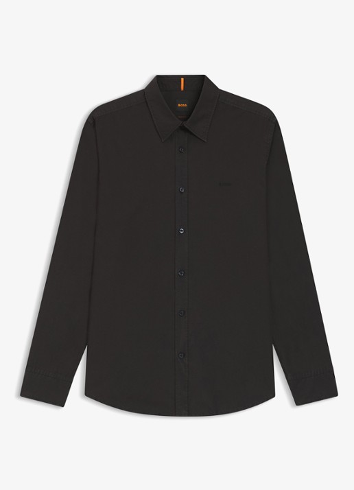 BOSS Regular-fit overhemd van katoenen popeline - voorkant 3 black-001 / zwart