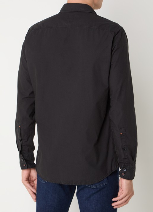 BOSS Regular-fit overhemd van katoenen popeline - achterkant 2 black-001 / zwart