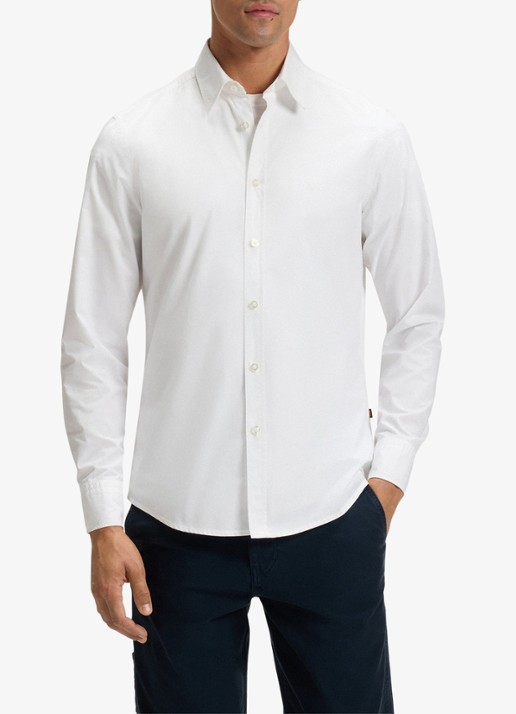 BOSS Regular-fit overhemd van katoenen popeline