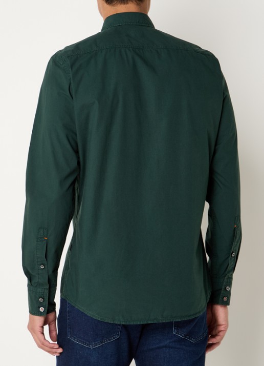 BOSS Regular-fit overhemd van katoenen popeline - achterkant open green-350 / groen