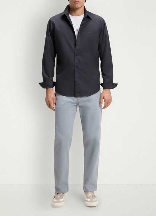 BOSS Regular-fit overhemd van katoenen popeline - detail 3 dark blue-406 / blauw