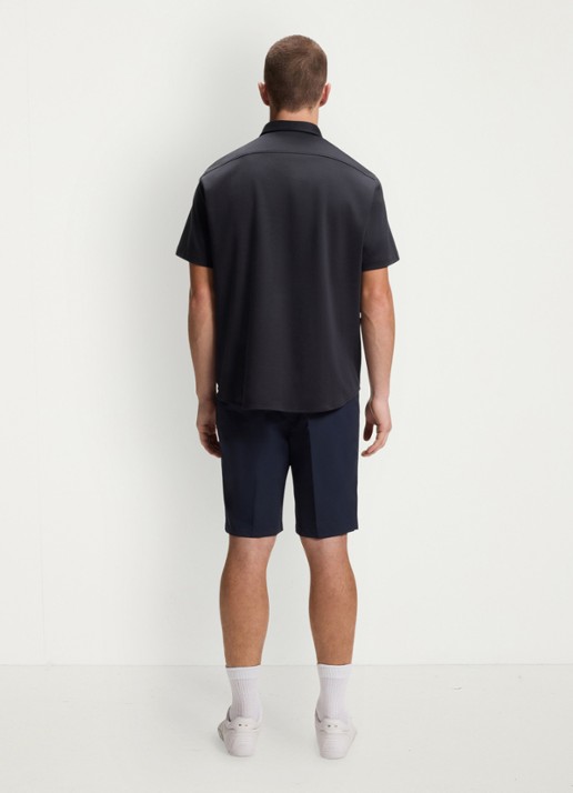 BOSS Regular-fit overhemd van kreukbestendige katoenen jersey - achterkant dark blue-402 / blauw