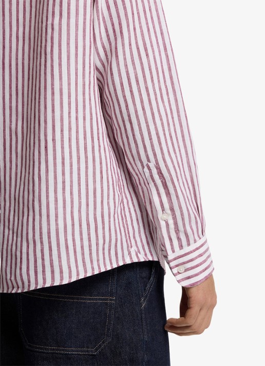BOSS Regular fit overhemd van linnen met streepprint - detail 5 rood