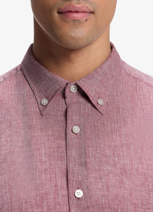 BOSS Regular fit overhemd van linnen - detail 5 medium red-611 / rood