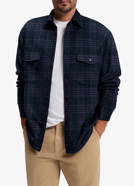 BOSS Regular fit overshirt met ruit dessin