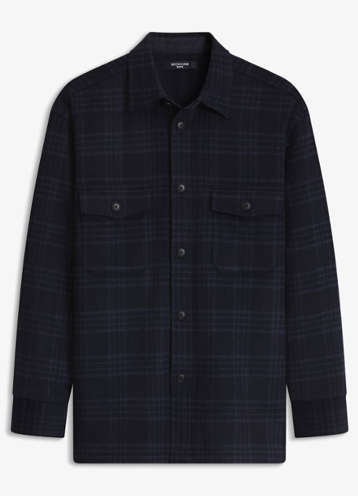 BOSS Regular fit overshirt met ruit dessin