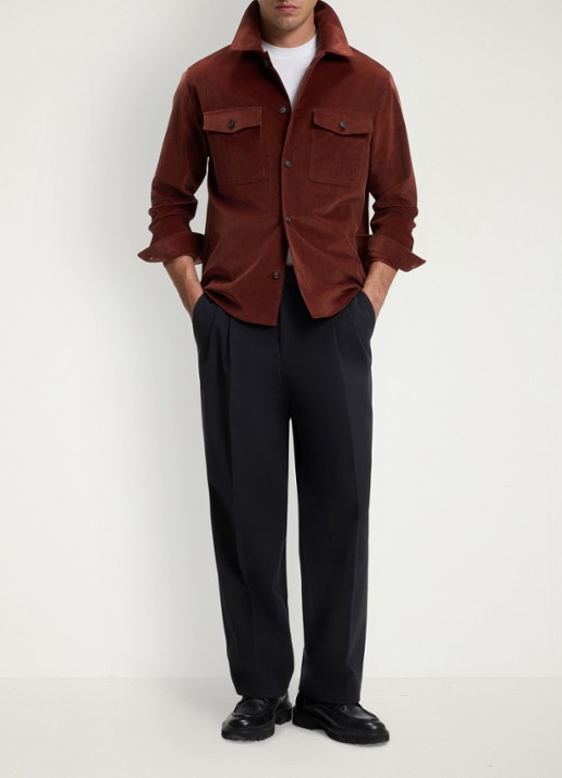 BOSS Regular fit pantalon met paspelzakken - voorkant 2 donkerblauw