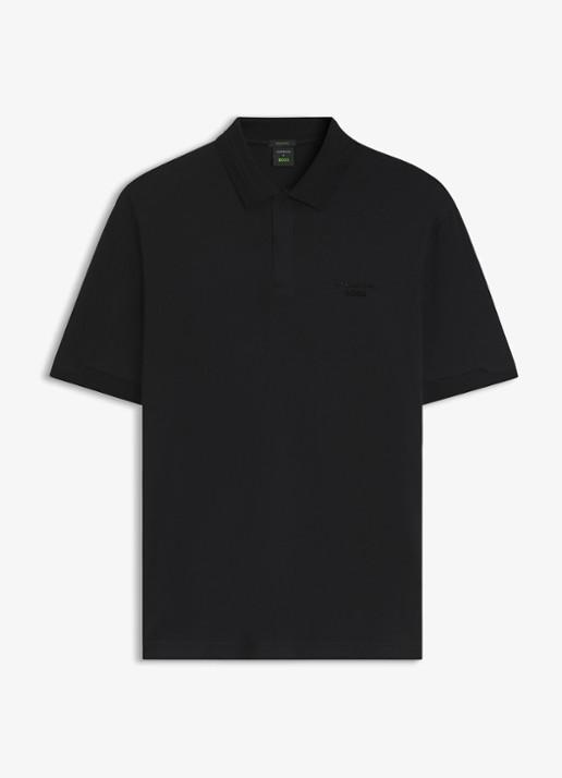 BOSS Regular fit polo met 3D logoprint - voorkant 2 zwart