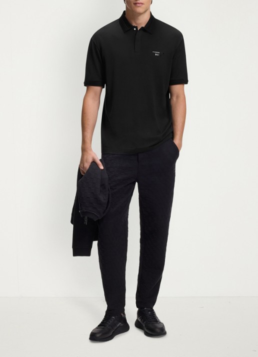 BOSS Regular fit polo met 3D logoprint - voorkant 3 zwart