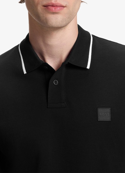 BOSS Regular fit polo met getipte boorden - detail 5 zwart