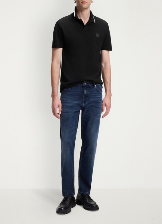BOSS Regular fit polo met getipte boorden - voorkant 2 zwart