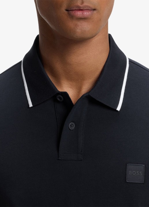BOSS Regular fit polo met getipte boorden - detail 5 donkerblauw