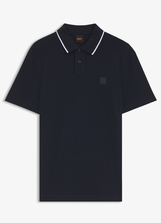 BOSS Regular fit polo met getipte boorden - voorkant 2 donkerblauw