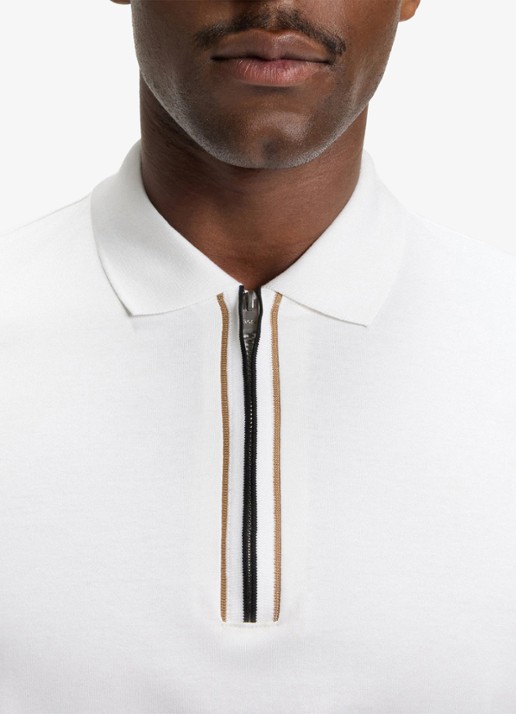 BOSS Regular fit polo met halve rits - detail 3 wit