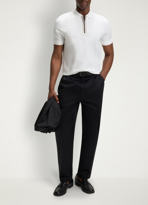 BOSS Regular fit polo met halve rits - voorkant 5 wit