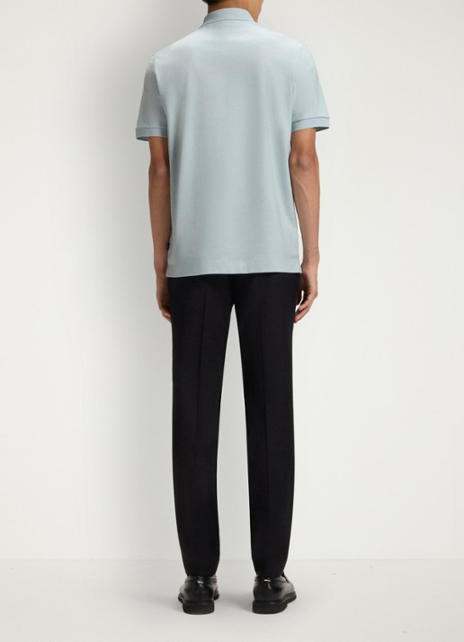 BOSS Regular fit polo met halve rits - achterkant 3 staalblauw