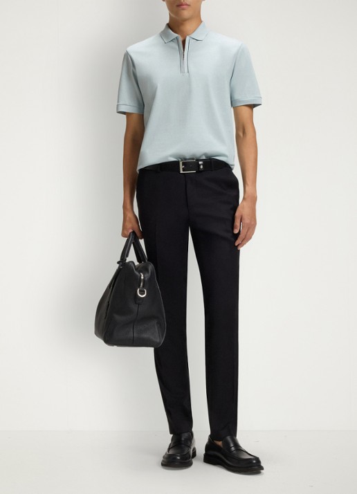 BOSS Regular fit polo met halve rits - voorkant 5 staalblauw