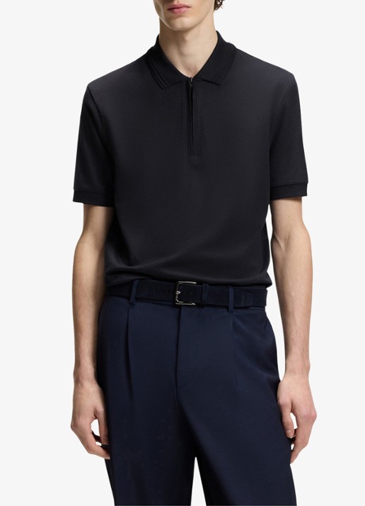 BOSS Regular fit polo met halve rits
