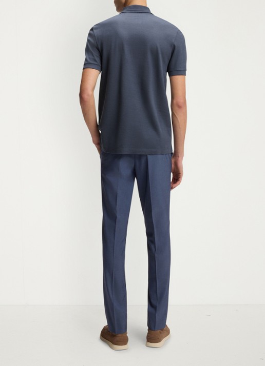 BOSS Regular fit polo met halve rits - achterkant 5 blauwgrijs