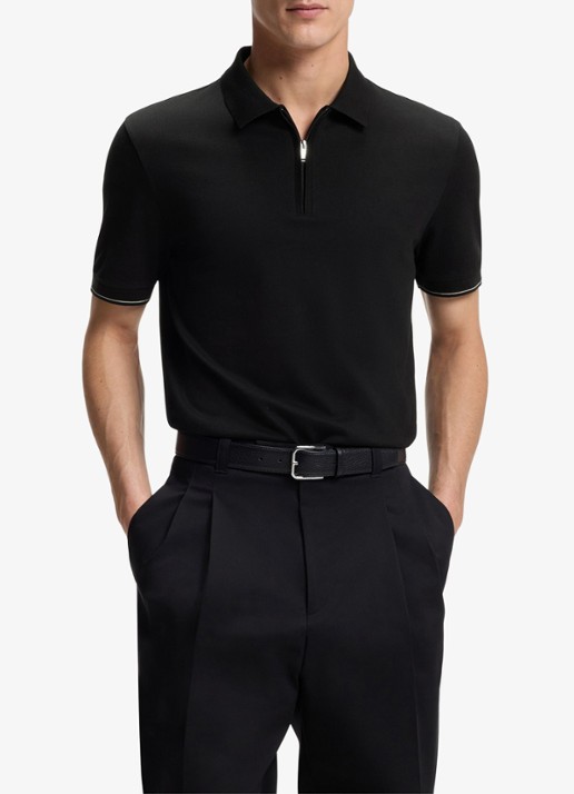 BOSS Regular fit polo met halve rits