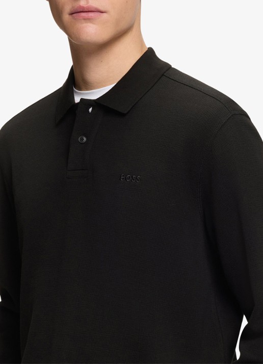 BOSS Regular fit polo met logo - detail 4 zwart