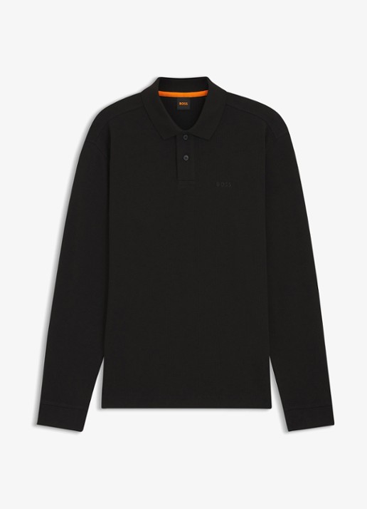 BOSS Regular fit polo met logo - voorkant 6 zwart