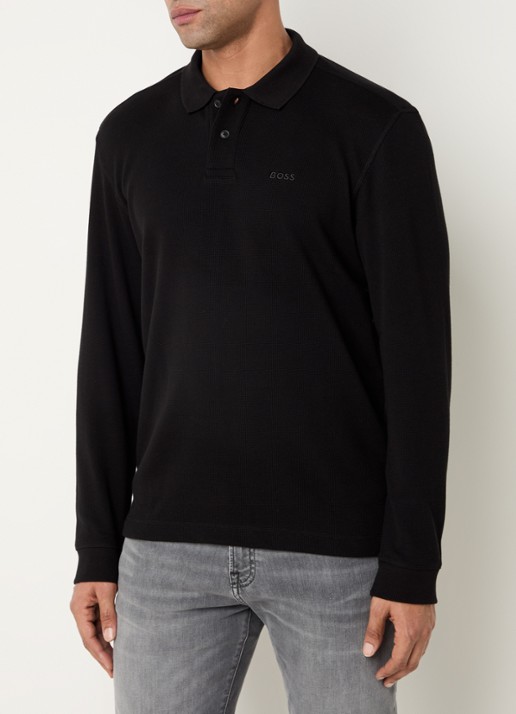 BOSS Regular fit polo met logo - detail 5 zwart