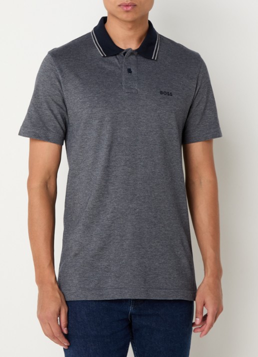 BOSS Regular fit polo met logo - detail 4 donkerblauw