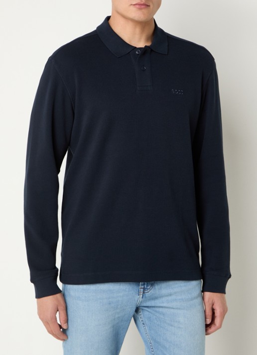 BOSS Regular fit polo met logo - detail 4 donkerblauw