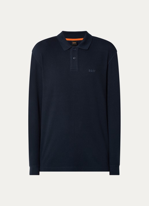 BOSS Regular fit polo met logo - voorkant donkerblauw