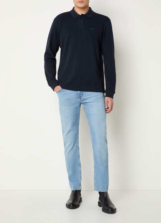 BOSS Regular fit polo met logo - voorkant 2 donkerblauw