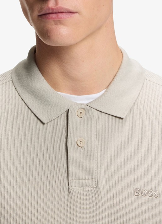 BOSS Regular fit polo met logo - detail 3 taupe
