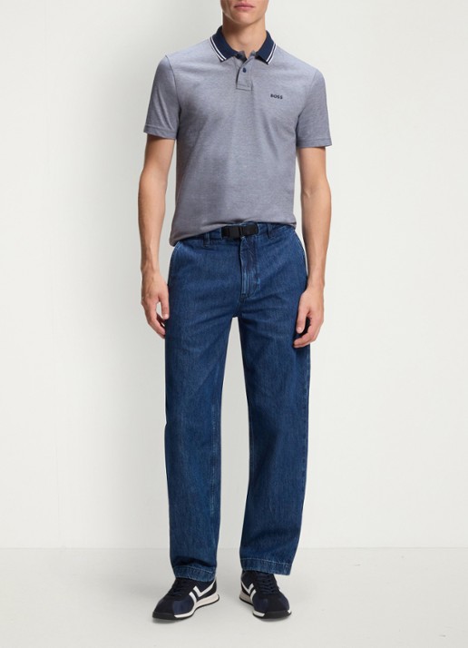 BOSS Regular fit polo met logo - voorkant 5 open blue-464